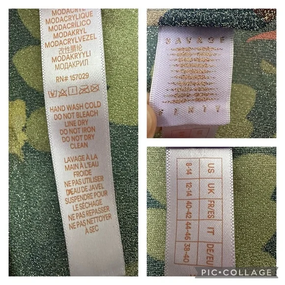 Savage X Fenty Trophy Wife Robe Metallic Island Print Sleeves Faux Fur Size M/L - Picture 13 of 16